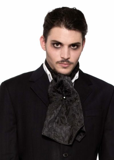 Night Frights Vampire Attire Black Satin Jacquard Ascot Cravat Tie