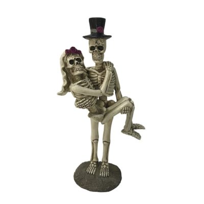 skeleton bride groom cake topper statue