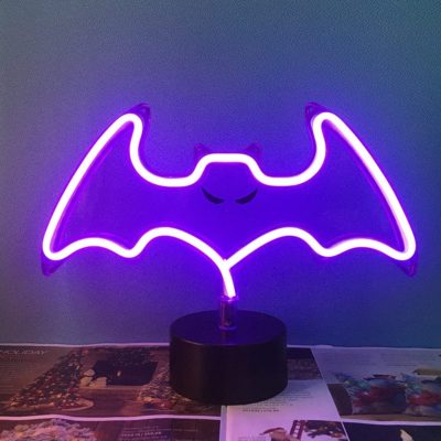 Night Frights Neon LED Battery Operated Bat Lamp Pink