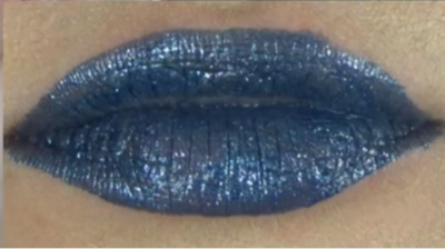 Night Frights Broadway Colors Lip Lacquer Matte Liquid Lipstick Chalice (Slate Blue) Swatch on Lips