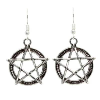 night frights pentacle pentagram Wiccan dangle earrings