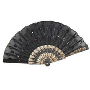 night frights gothic black sequined victorian wedding fan