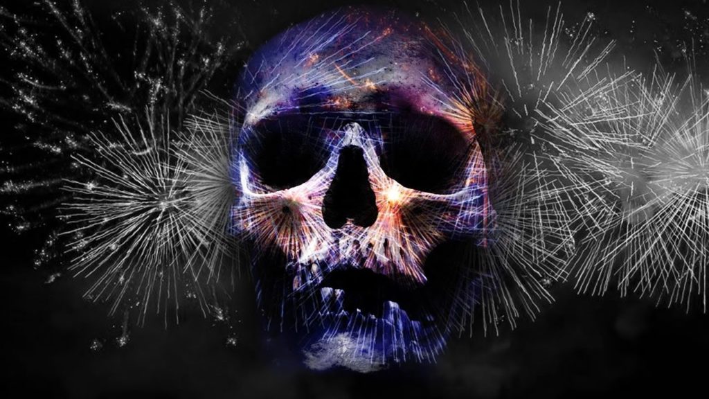 night frights fireworks horror skull
