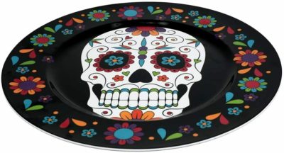 night frights sugar skull day of the dead platter side view