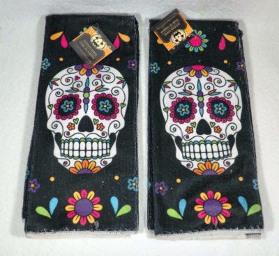 night frights sugar skull day of the dead housewares towel