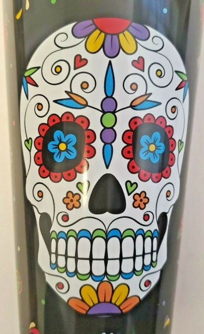 night frights sugar skull insulated tumbler cup close up