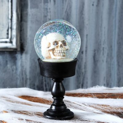 Night Frights Gothic Skull Glass Snow Glitter Water Globe Decor