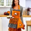 night frights embroidered gothic halloween skull apron with tea hand towel
