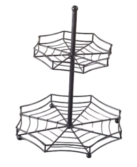 Night Frights Black Metal Spider Web 2-Tier Cobweb Cupcake Makeup Stand