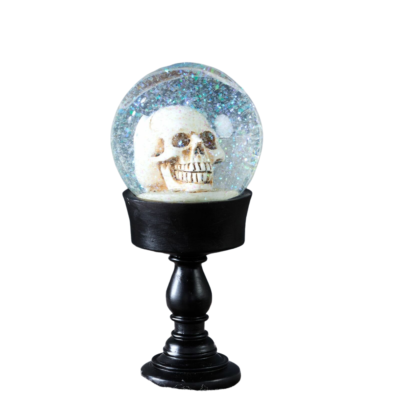 Night Frights Gothic Skull Glass Snow Glitter Water Globe Decor