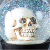 Night Frights Gothic Skull Glass Snow Glitter Water Globe Decor Closeup