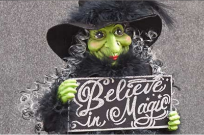 Night Frights Believe in Magic Halloween Witch Doll Shelf Sitter Decoration