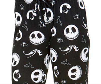 Night Frights Nightmare Before Christmas Jack Skellington Cotton Knit Lounge Pajama Pants Closeup