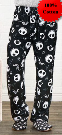 Night Frights Nightmare Before Christmas Jack Skellington Cotton Knit Lounge Pajama Pants Closeup
