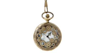 night frights steampunk gears flip case pocket watch with chain