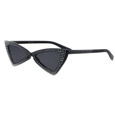 Retro Space Age Angular Triangle Sunglasses Black Silver