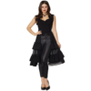Night Frights Gothic Black Vest Ponte Chiffon Ruffled Layered High Low Top