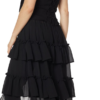 Night Frights Gothic Black Vest Ponte Chiffon Ruffled Layered High Low Top
