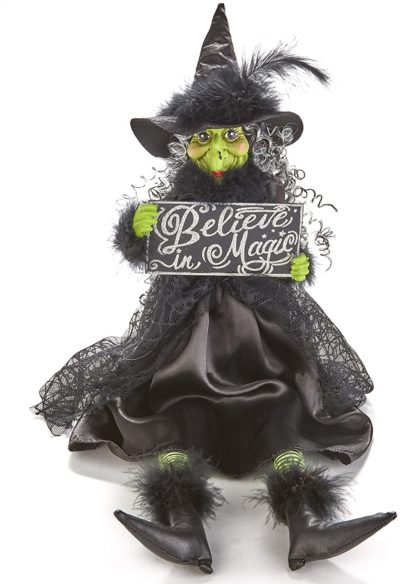 Night Frights Halloween believe in magic witch doll shelf sitter decoration